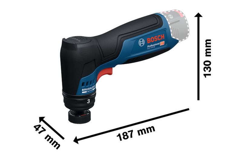 BoschGSS 12V-32 轨道砂光机，尺寸规格。.