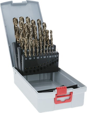 BoschPRO 不锈钢 HSS-Co 麻花钻头套装（带工具箱）。