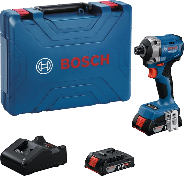 BoschGDR 18V-215 冲击起子套装，配有长钻头支架。.
