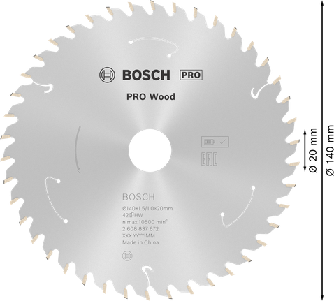 Bosch PRO Wood 无绳圆锯片，140 毫米 42T。.