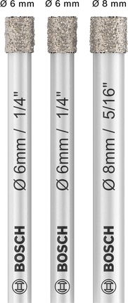 Bosch PRO 陶瓷干钻头套装 6 和 8 毫米，3 件。.