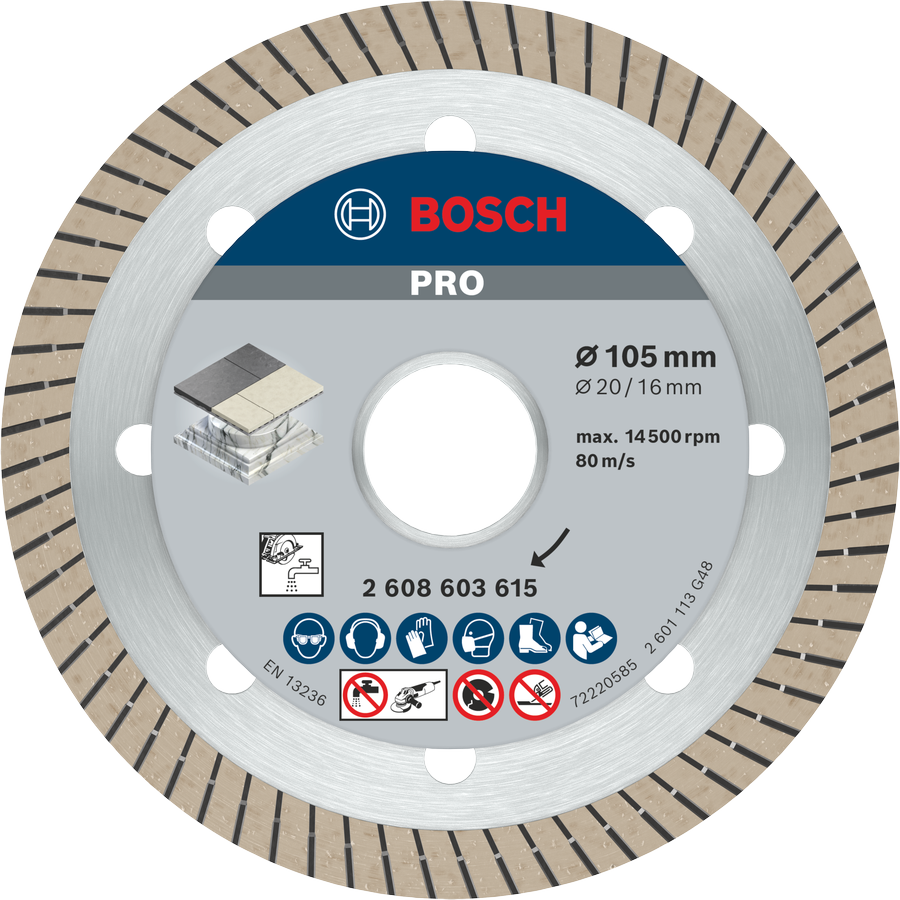 BoschPRO 陶瓷金刚石锯片，105 毫米，用于切割瓷砖。.