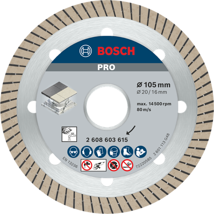 BoschPRO 陶瓷金刚石锯片，105 毫米，用于切割瓷砖。.