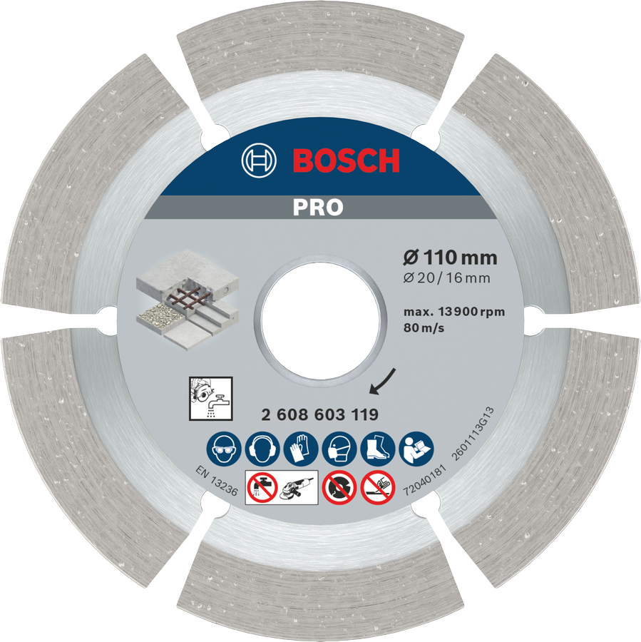 BoschPRO 混凝土金刚石切割片 110 毫米，用于切割。.