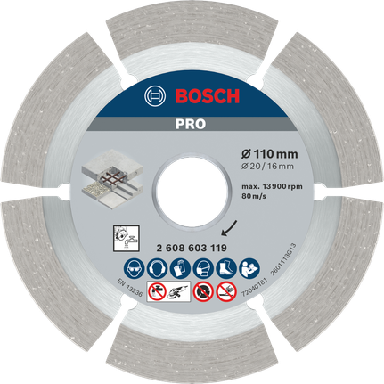 BoschPRO 混凝土金刚石切割片 110 毫米，用于切割。.