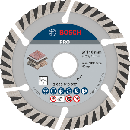 BoschPRO Stone 金刚石锯片 110 毫米，用于切割石材。.