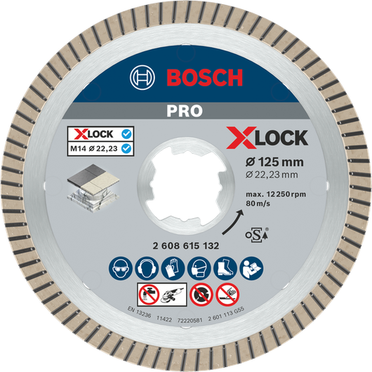 BoschPRO Ceramic X-Lock 金刚石锯片 125 毫米，用于瓷砖切割。.