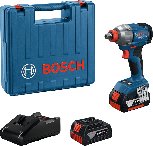 BoschGDX 18V-285 冲击起子套装，配有盒子、电池和充电器。.