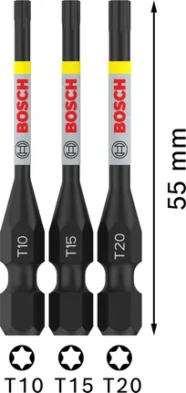 Bosch PRO T 冲击钻头套装 T10 T15 T20 55 毫米。.
