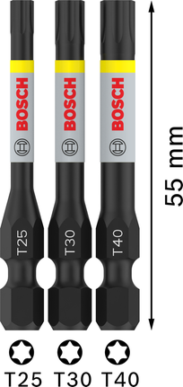 Bosch PRO T 冲击钻头套装 T25 T30 T40 55mm 3 件。.