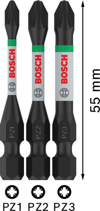 Bosch PRO PZ 冲击钻头 PZ1 PZ2 PZ3 55 毫米套装。.