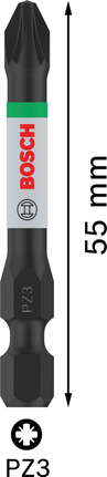 Bosch PRO Pozidriv 冲击钻头 PZ3 55 毫米，用于拧螺丝。.