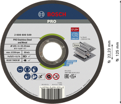 Bosch PRO 不锈钢切割盘，125 毫米。.