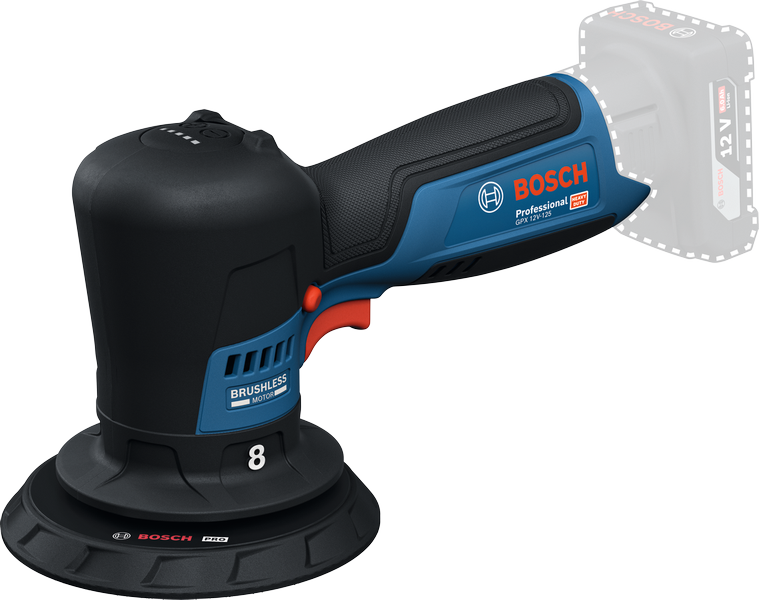 BoschGPX 12V-125 无绳抛光机，配备无刷电机。.