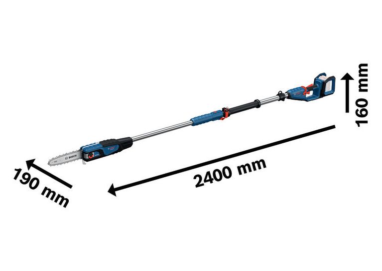 BoschGKE 18V-25 TP 无绳伸缩修枝剪，尺寸如下。.
