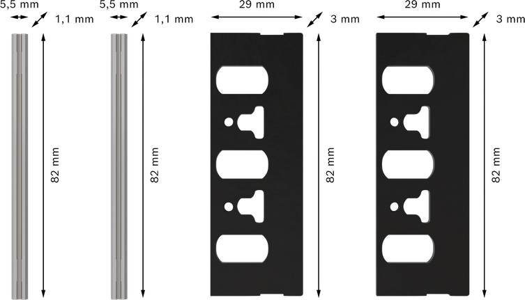 BoschPRO 刨刀套装 82 毫米 4 件套。.