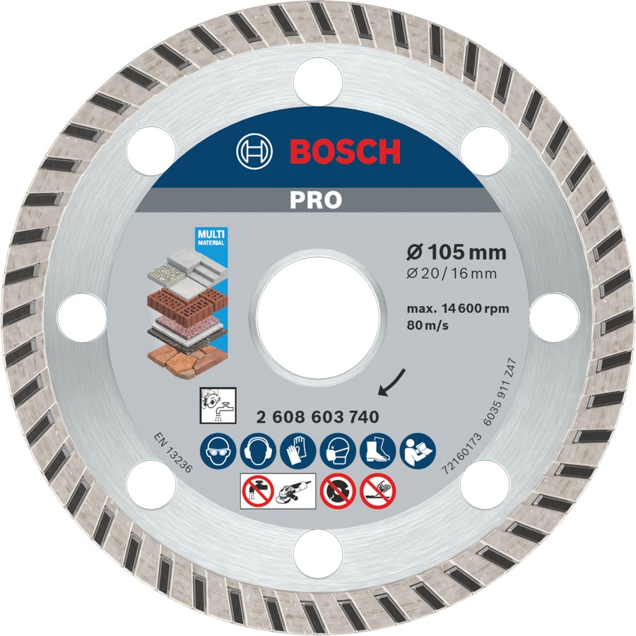 BoschPRO 多材质金刚石切割片 105 毫米，用于切割。.
