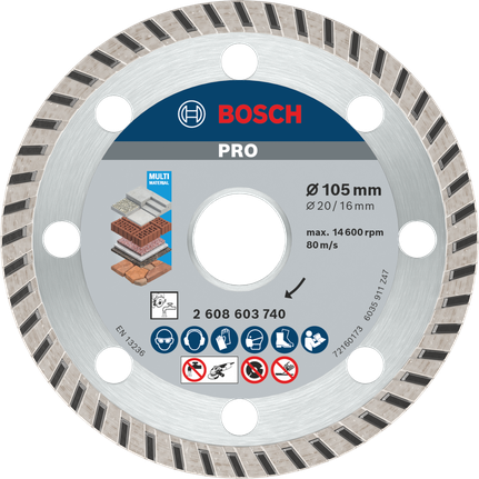 BoschPRO 多材质金刚石切割片 105 毫米，用于切割。.
