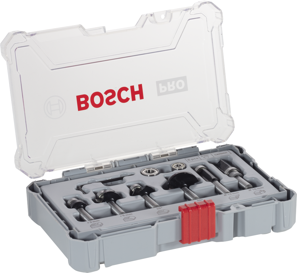 Bosch PRO 路由器钻头修边和边缘套装 8 毫米 6 件。.