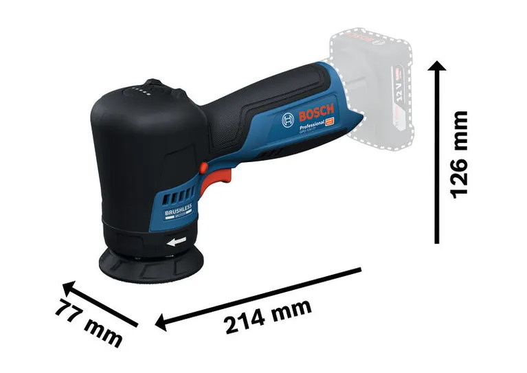 BoschGPO 12V-77 抛光机采用紧凑型无刷设计。.