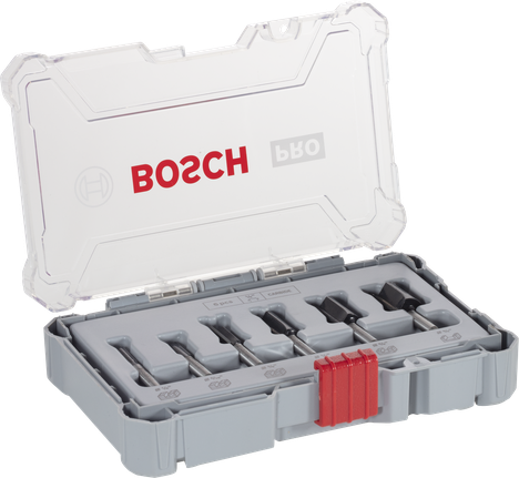 BoschPRO 路由器钻头直套，6 件装在储物盒中。.