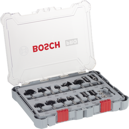 Bosch PRO 路由器钻头混合套装 1/4 英寸柄 15 件。.