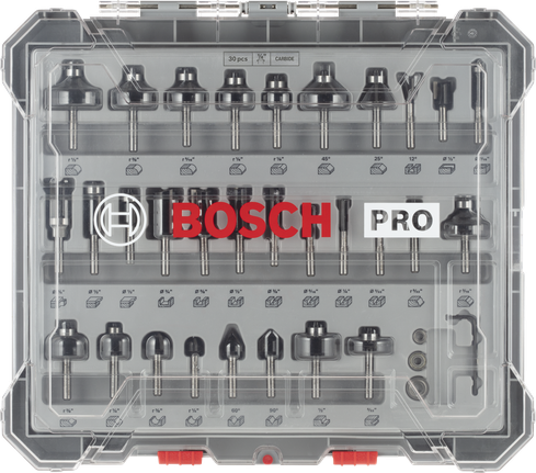 BoschPRO 路由器钻头套装 1/4 英寸 30 件.