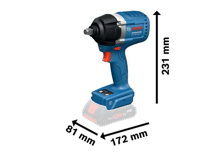 Bosch IDS 18V-650 T 冲击扳手，紧凑设计。.