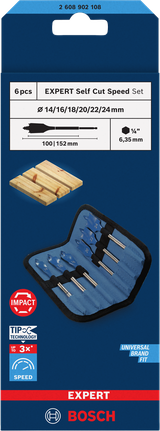 BoschEXPERT Self Cut Speed 铲形钻头套装 6 件套.