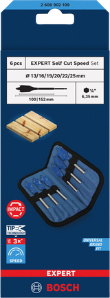 BoschEXPERT Self Cut Speed 铲形钻头套装 6 件套.