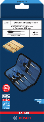 Bosch EXPERT Self Cut Speed 铲形钻头套装 16–32 毫米 7 件。.