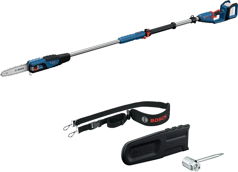 BoschGKE 18V-25 高枝锯，配有伸缩手柄和配件。.