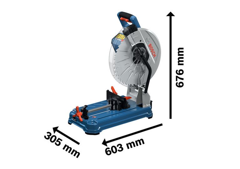 BoschGCD 18V-355 金属切割锯，尺寸如图所示。.