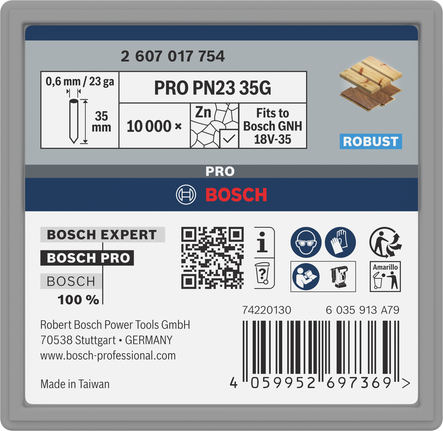 Bosch PRO PN23 G 35 毫米镀锌销钉，10000 个。