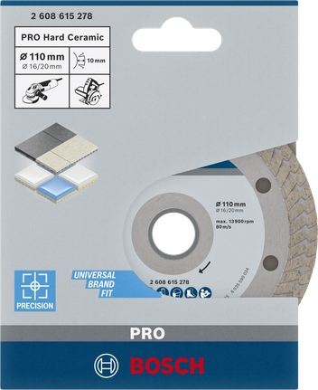 Bosch PRO 硬陶瓷金刚石切割片 110×16/20 毫米。.