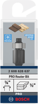 Bosch PRO 路由器钻头 1/2 英寸 x 1/2 英寸柄 1/4 英寸。.