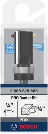 Bosch PRO 路由器钻头 1/4 英寸柄 5/8 英寸齐平修边。.