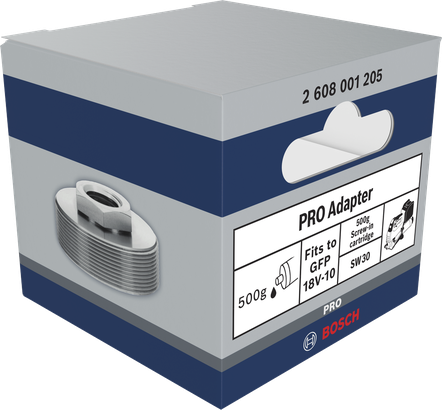 BoschPRO 适配器，适用于 500g 螺纹式润滑脂枪。