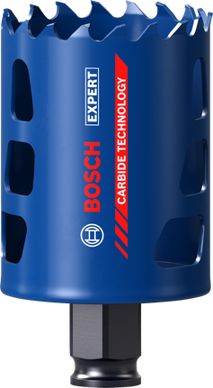 BoschEXPERT 多材料 54 毫米孔锯采用硬质合金技术。.