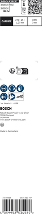 Bosch EXPERT 厚实坚韧金属 S1155CHC 锯片 225 毫米。.
