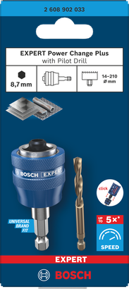 BoschExpert Power Change Plus 心轴，配有 8.7 毫米导向钻。.