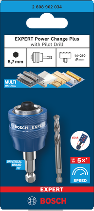 BoschEXPERT Power Change Plus 心轴，配有 8.7 毫米导向钻。.