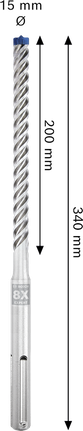Bosch EXPERT SDS max-8X 锤钻头 15 x 200 x 340 毫米。.