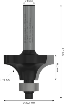 Bosch PRO 路由器钻头圆角超过 R10 柄 8 毫米。.