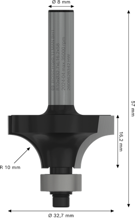 Bosch PRO 路由器钻头圆角超过 R10 柄 8 毫米。.