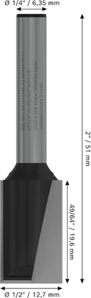 Bosch PRO 路由器直钻头，两个凹槽，直径 1/2 英寸。.