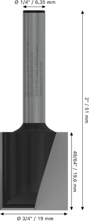 Bosch PRO 路由器直钻头，两个凹槽，直径 3/4 英寸。.