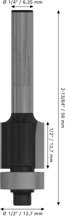 Bosch PRO 路由器钻头底部轴承齐平修剪 1/2 x 1/2 英寸。.
