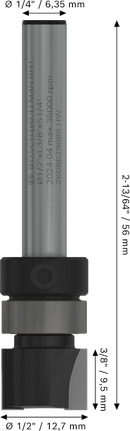 Bosch PRO 路由器钻头顶部轴承齐平装饰 1/2 x 3/8 英寸。.