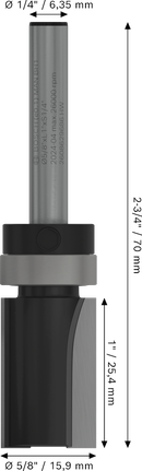 Bosch PRO 路由器钻头顶部轴承齐平修剪 1/4 英寸柄。.